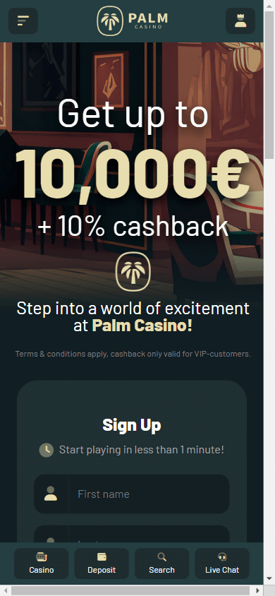 Palm Casino Screenshot für Mobilgeräte